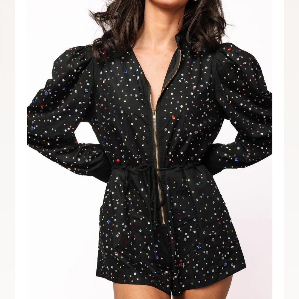 Queen of Sparkles - Black Rhinestone Romper